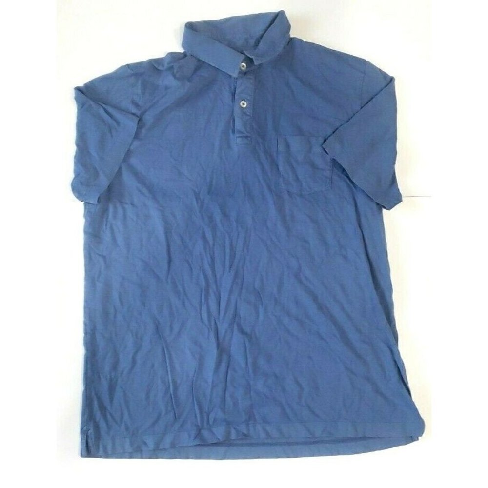 Vineyard Vines Blue Mens Short Sleeve Cotton Polo Slim Fit Large FLAWED STAINED